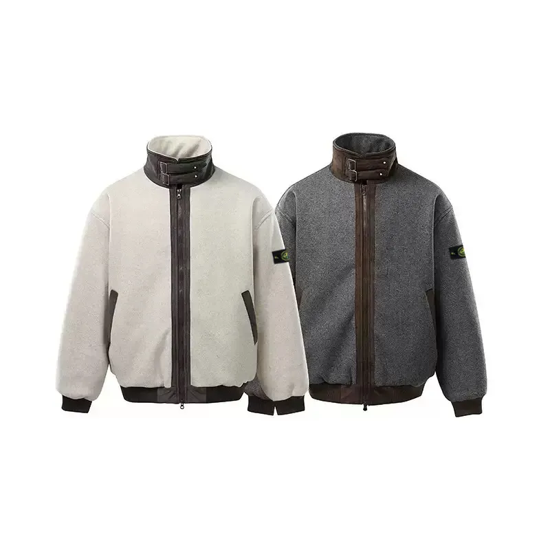 P490 Stone Island/Stone Island Heavy Wool Thickened Spliced Armband Cotton Jacket High-end outdoor brand Stone Island Heavy woolen spliced jacket Loose fit Retro color-blocking texture Fine woolen surface Smooth to the touch The upper body feels extremely warm Thickened cotton inside Delicate and soft cotton material doubles warmth while making the fit snug and not bloated A jacket and cotton jacket with both warmth and styling, retro, fashionable and unique Simple to wear to go out on the street. Full of trendy style. Recommended for fashionistas. Suitable for both men and women. Color: Beige Gray